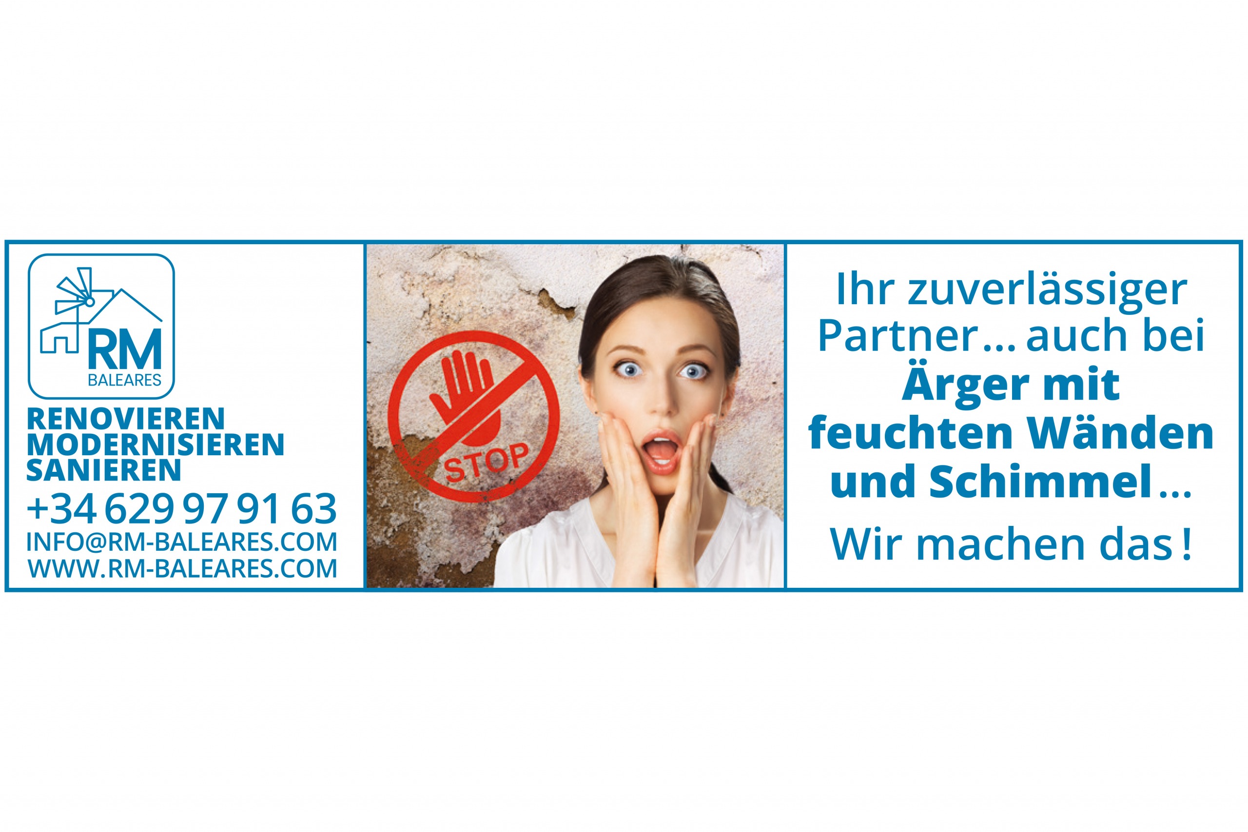 Anzeigen Kampagne des Bauunternehmens RM BALEARES auf Mallorca